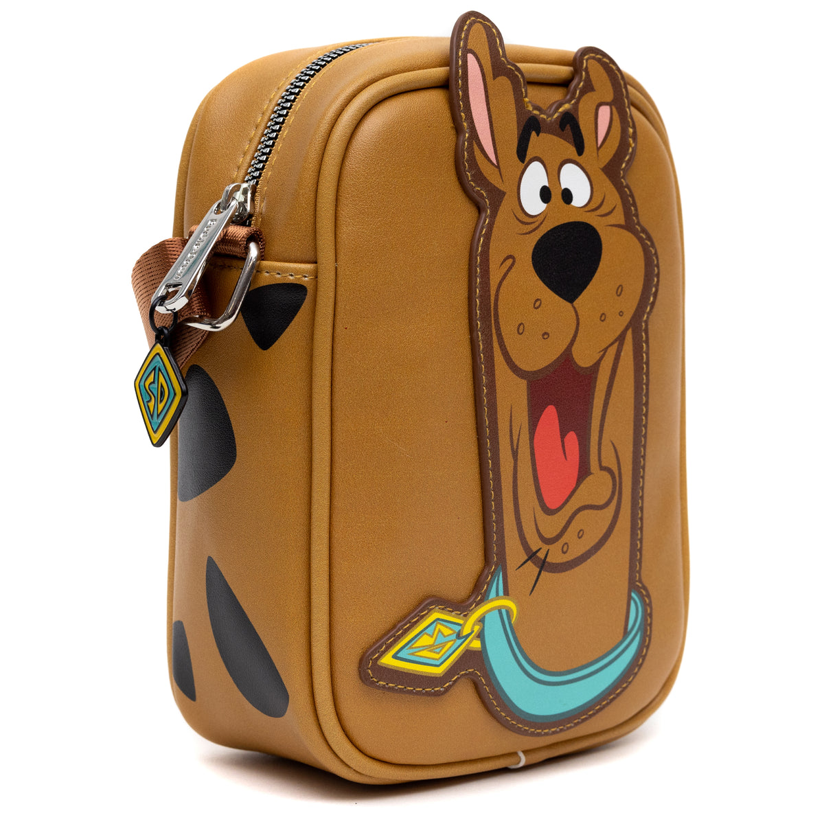 Scooby Doo Bag, Cross Body, Scooby Doo Smiling Face and Spots, Brown, Vegan Leather Crossbody Bags Hanna Barbera