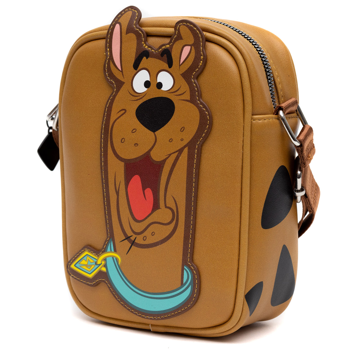 Scooby Doo Bag, Cross Body, Scooby Doo Smiling Face and Spots, Brown, Vegan Leather Crossbody Bags Hanna Barbera