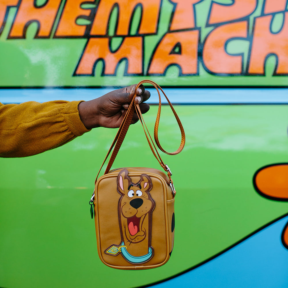 Scooby Doo Bag, Cross Body, Scooby Doo Smiling Face and Spots, Brown, Vegan Leather Crossbody Bags Hanna Barbera