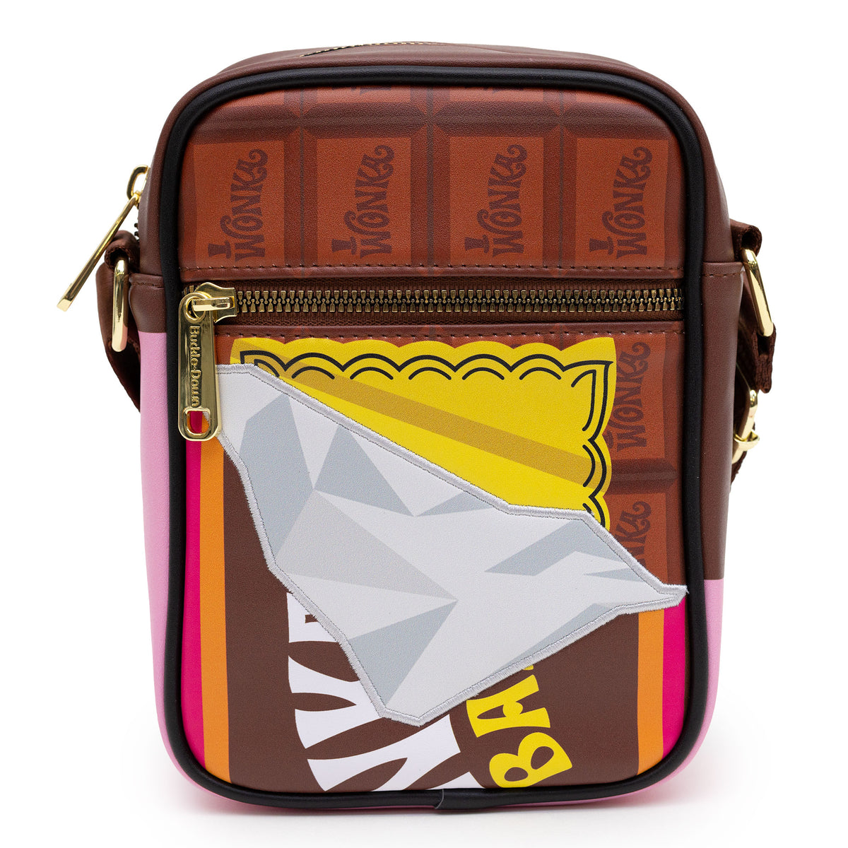 Willy Wonka Bag, Cross Body, Willy Wonka Unwrapped Wonka Bar with Golden Ticket, Vegan Leather Crossbody Bags Willy Wonka and the Chocolate Factory