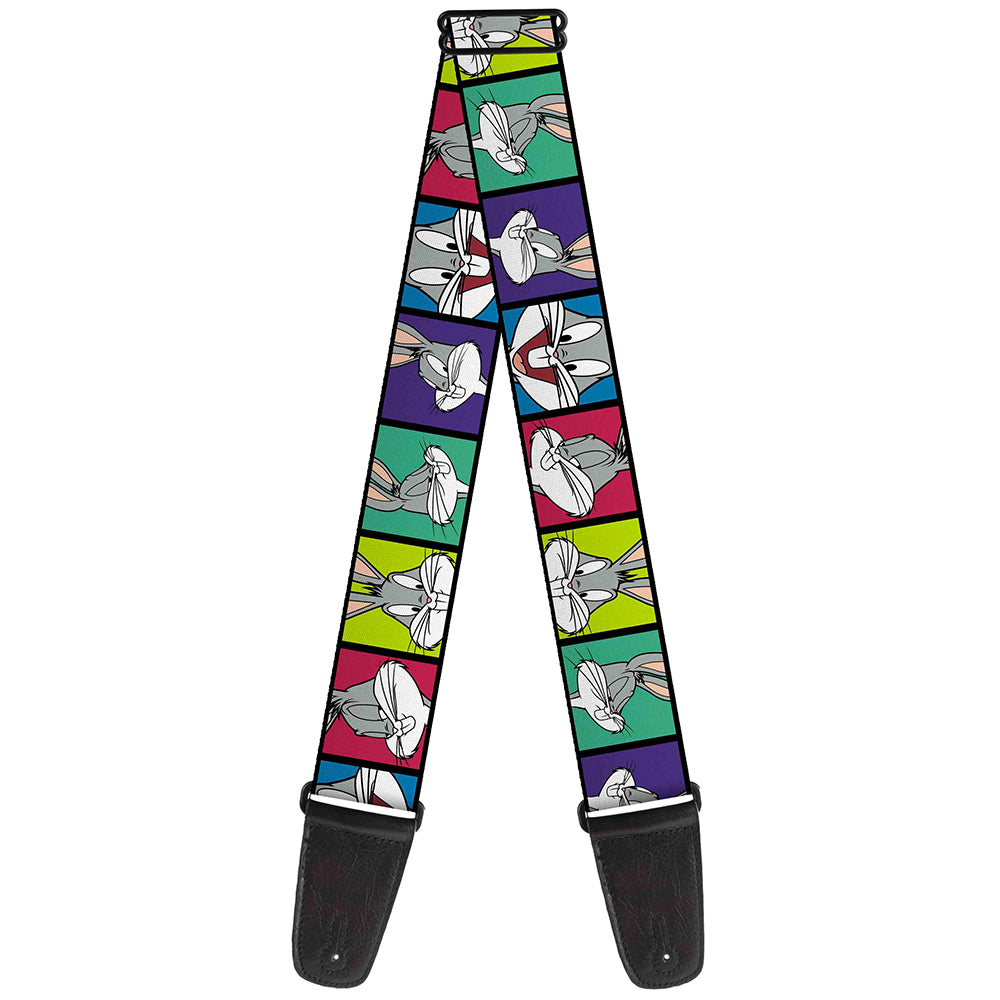 Guitar Strap - Bugs Bunny Expression Blocks Multi Color Guitar Straps Looney Tunes   