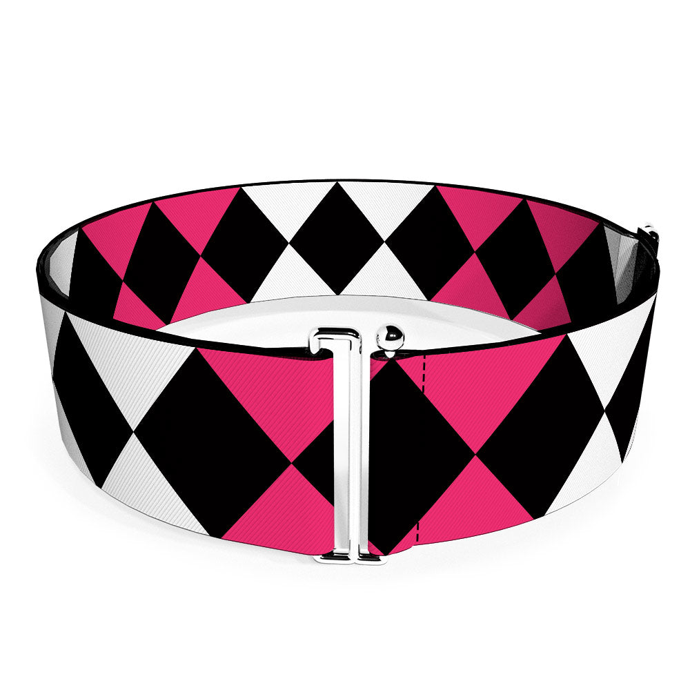 Cinch Waist Belt - Birds of Prey Harley Quinn Diamonds Split White Black Pink Black Womens Cinch Waist Belts DC Comics   