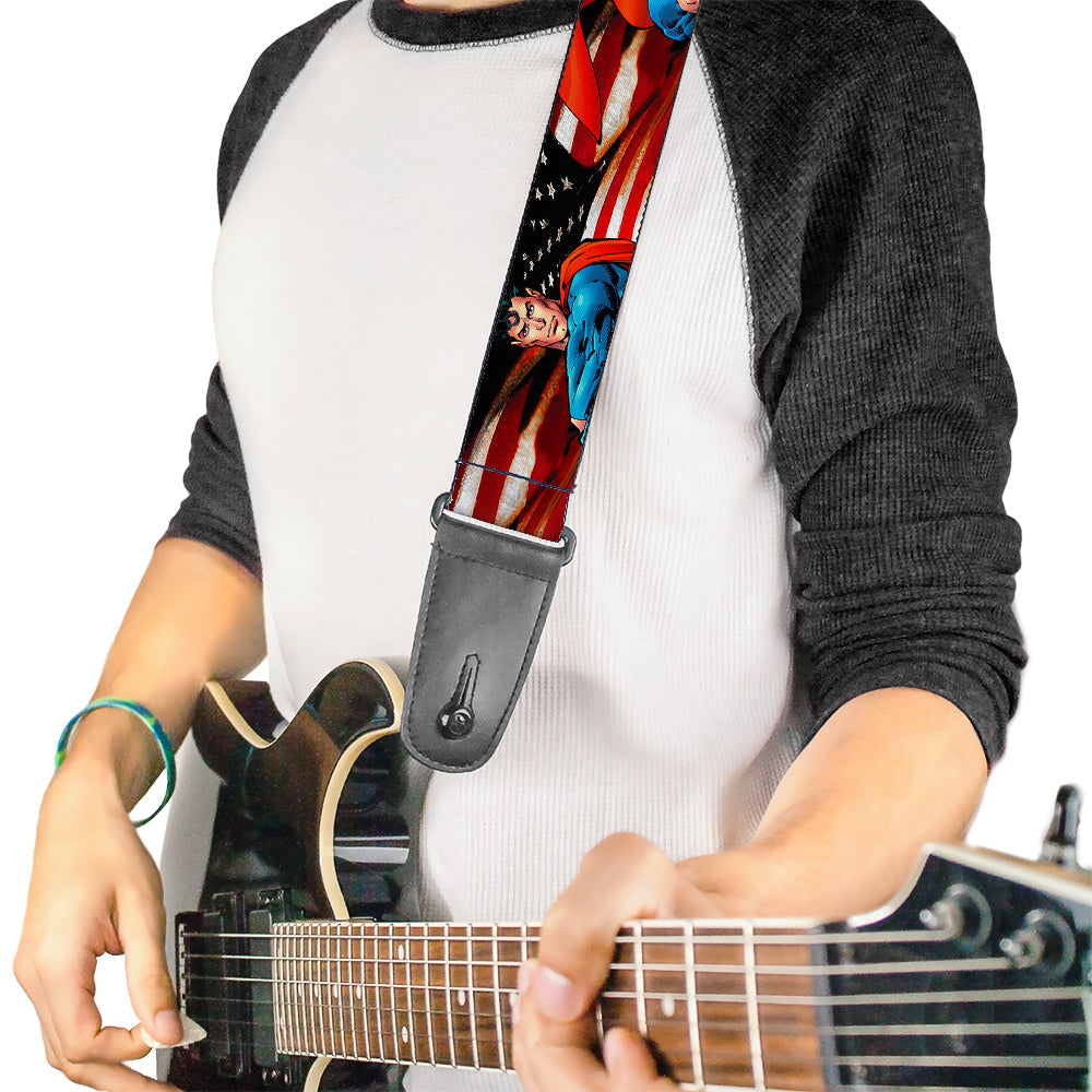 Guitar Strap - Superman Poses American Flag Guitar Straps DC Comics   