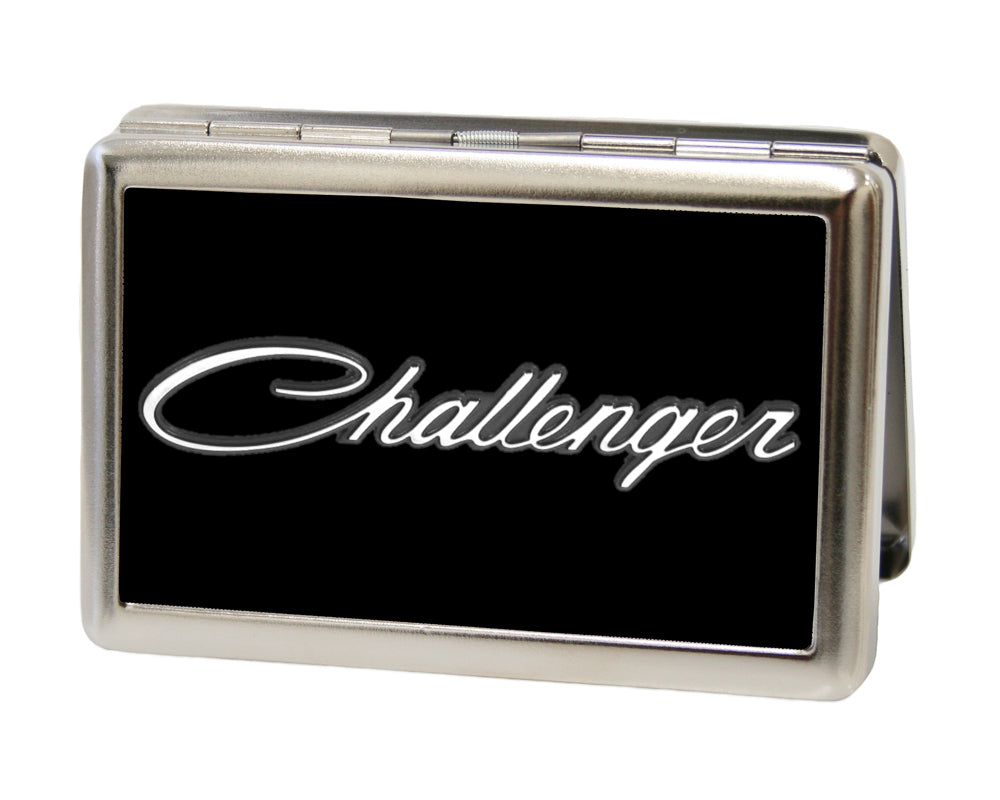 Business Card Holder - LARGE - CHALLENGER "3-D" Script FCG Black White Gray Metal ID Cases Dodge   