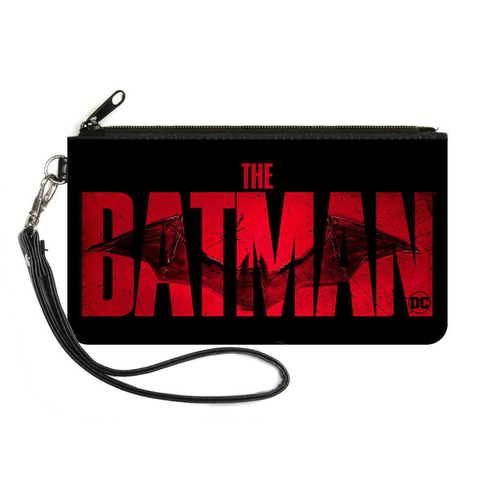 Canvas Zipper Wallet - SMALL - THE BATMAN Movie Bat Title Weathered Black Red Canvas Zipper Wallets DC Comics   