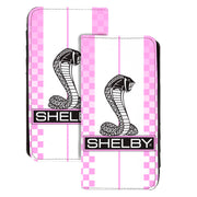 Canvas Snap Wallet - SHELBY Tiffany Box Checker Stripe White Pinks Black Canvas Snap Wallets Shelby