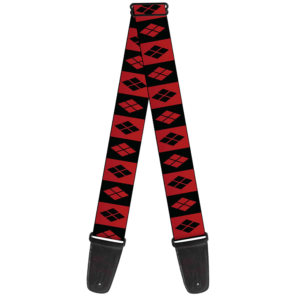 Guitar Strap - Harley Quinn Diamond Blocks Red Black Black Red Guitar Straps DC Comics   