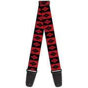 Guitar Strap - Harley Quinn Diamond Blocks Red Black Black Red Guitar Straps DC Comics   