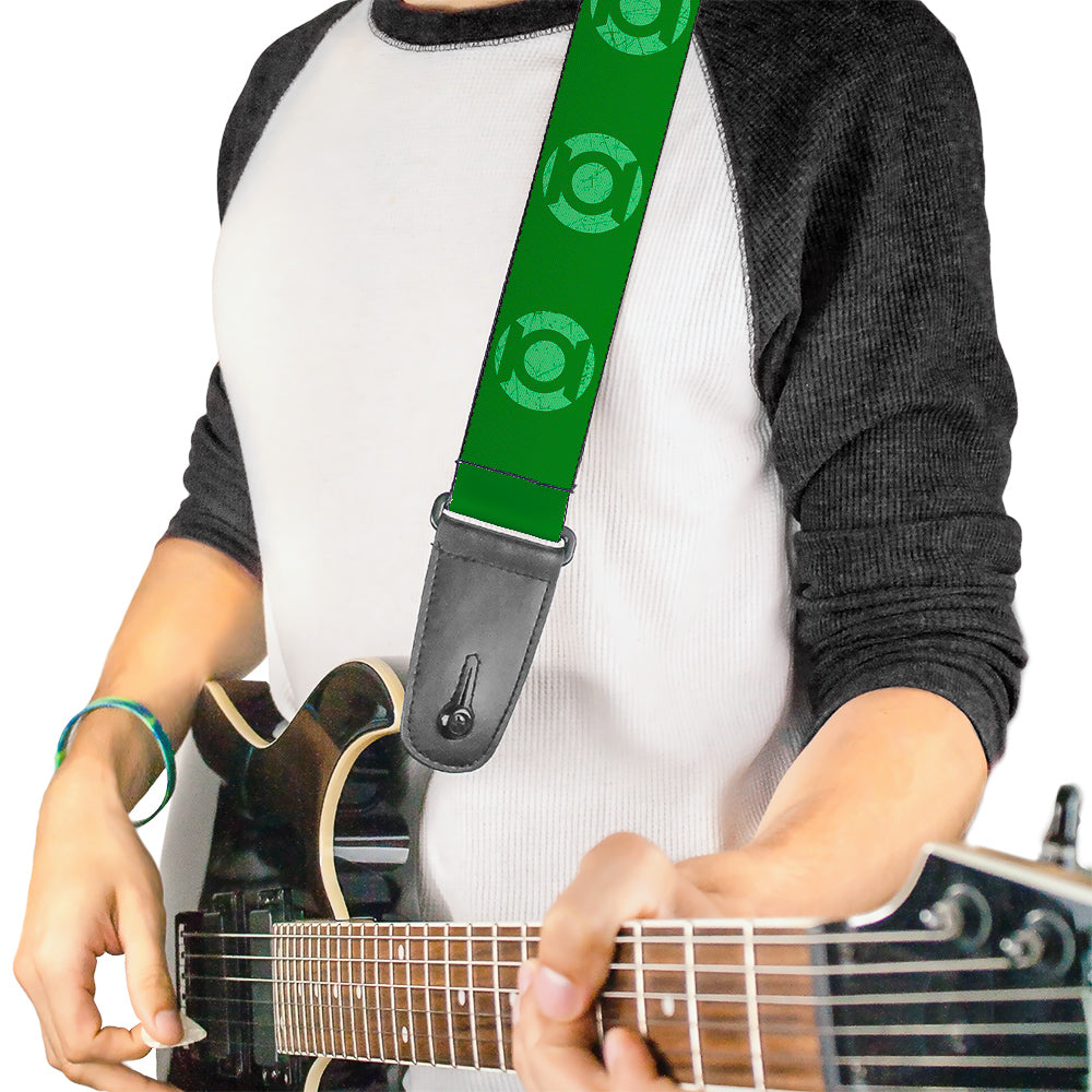 Guitar Strap - Green Lantern Logo Weathered Greens Guitar Straps DC Comics   
