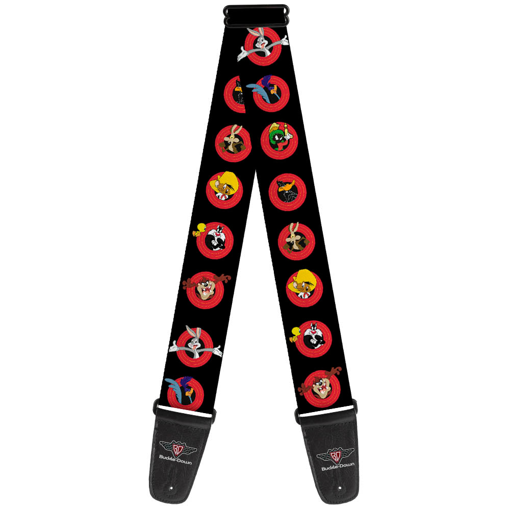 Guitar Strap - Looney Tunes Characters Bullseye Pose Black Guitar Straps Looney Tunes   