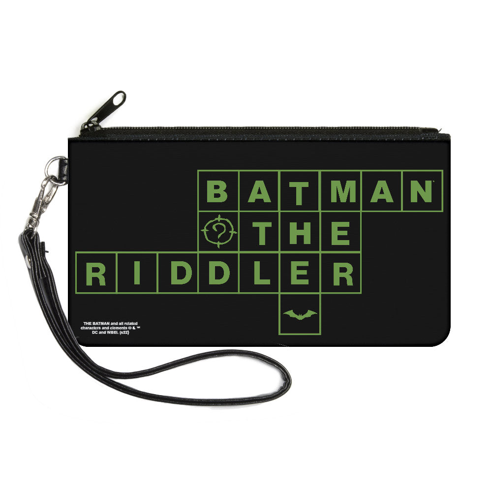 Canvas Zipper Wallet - LARGE - The Batman Movie Crossword Puzzle Black Green Canvas Zipper Wallets DC Comics   