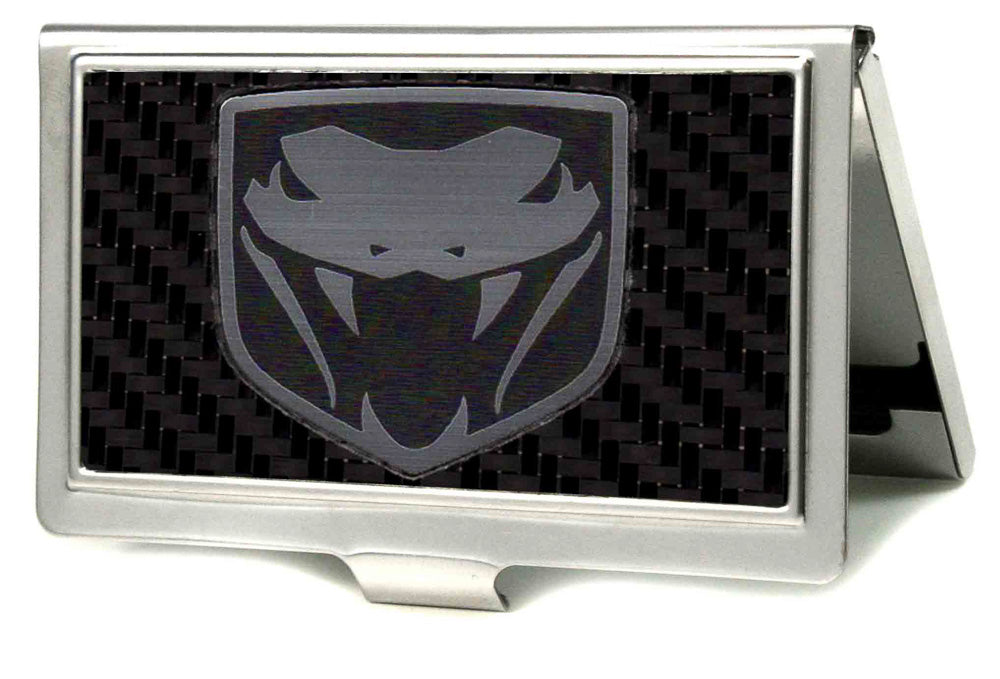 Business Card Holder - SMALL - Dodge Viper Marquetry Carbon Fiber Metal Business Card Holders Dodge   