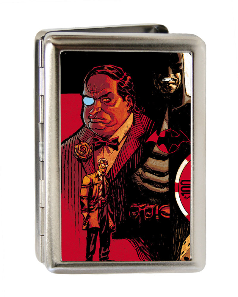 Business Card Holder - LARGE - Flashpoint Batman Issue #1 Cover Batman James Gordon Penguin Cover Pose FCG Reds Black Metal ID Cases DC Comics   
