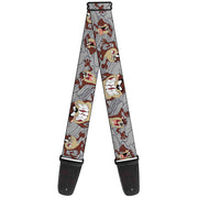 Guitar Strap - Tasmanian Devil Expressions Gray Swirl Guitar Straps Looney Tunes   