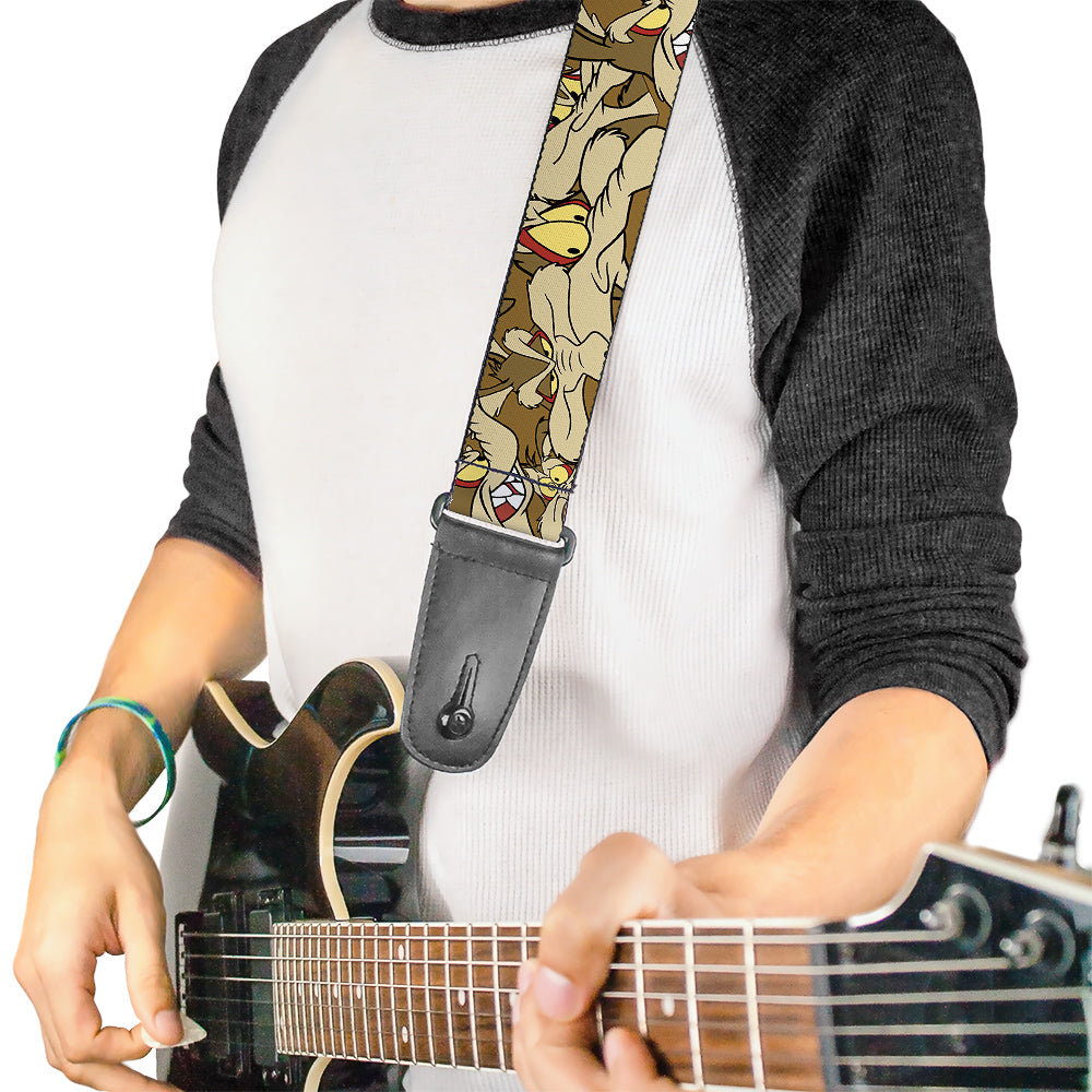 Guitar Strap - Wile E Coyote Expressions Stacked Guitar Straps Looney Tunes   