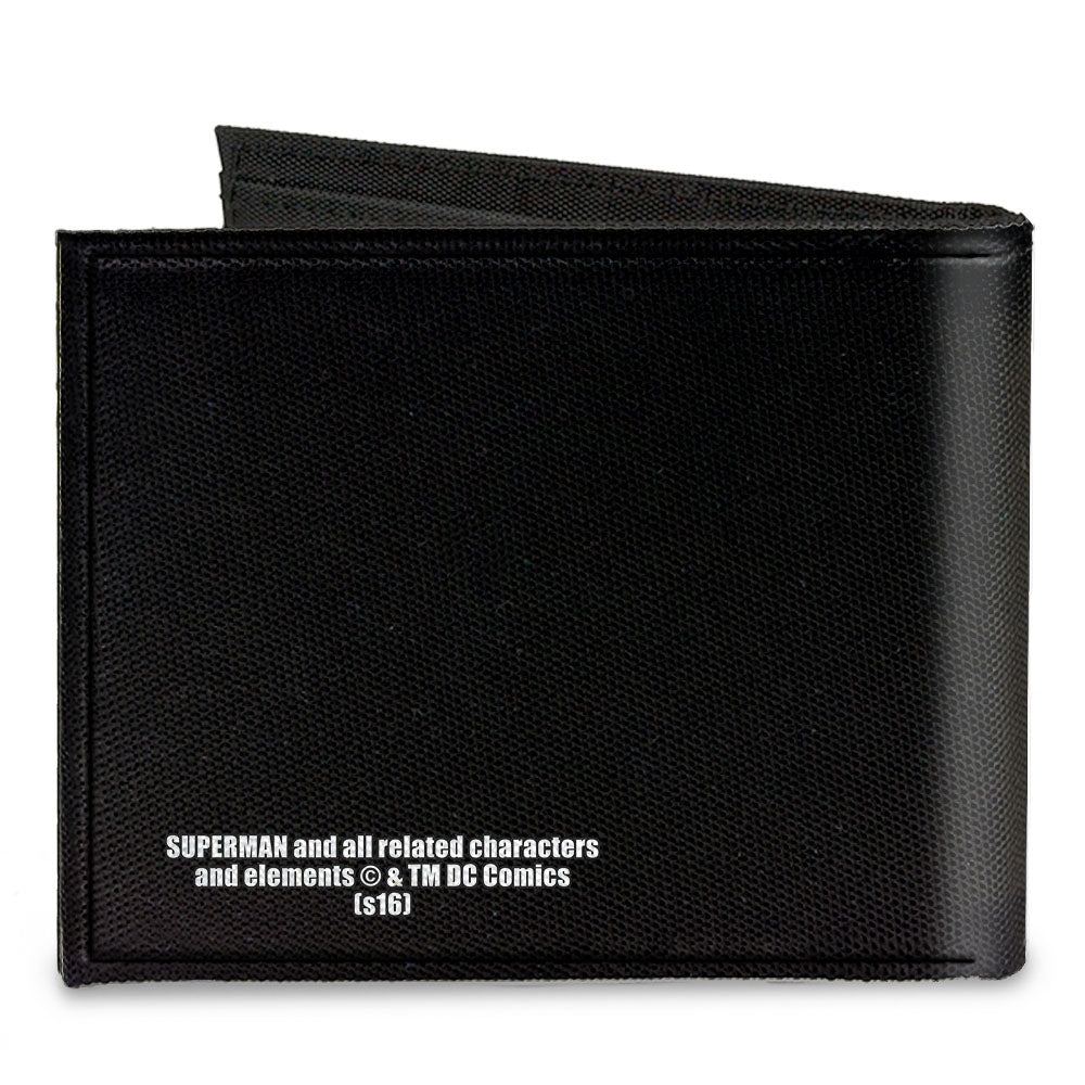 Canvas Bi-Fold Wallet - Superman Forever Clark Kent-Superman Transition Shield Black Red Canvas Bi-Fold Wallets DC Comics   