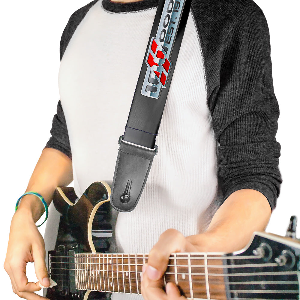 Guitar Strap - Dodge 100th Anniversary Rhombus Stripe Black-Gray Swirl Red Guitar Straps Dodge   
