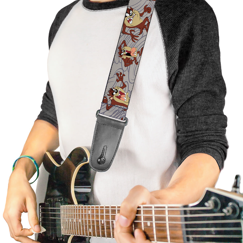 Guitar Strap - Tasmanian Devil Expressions Gray Swirl Guitar Straps Looney Tunes   