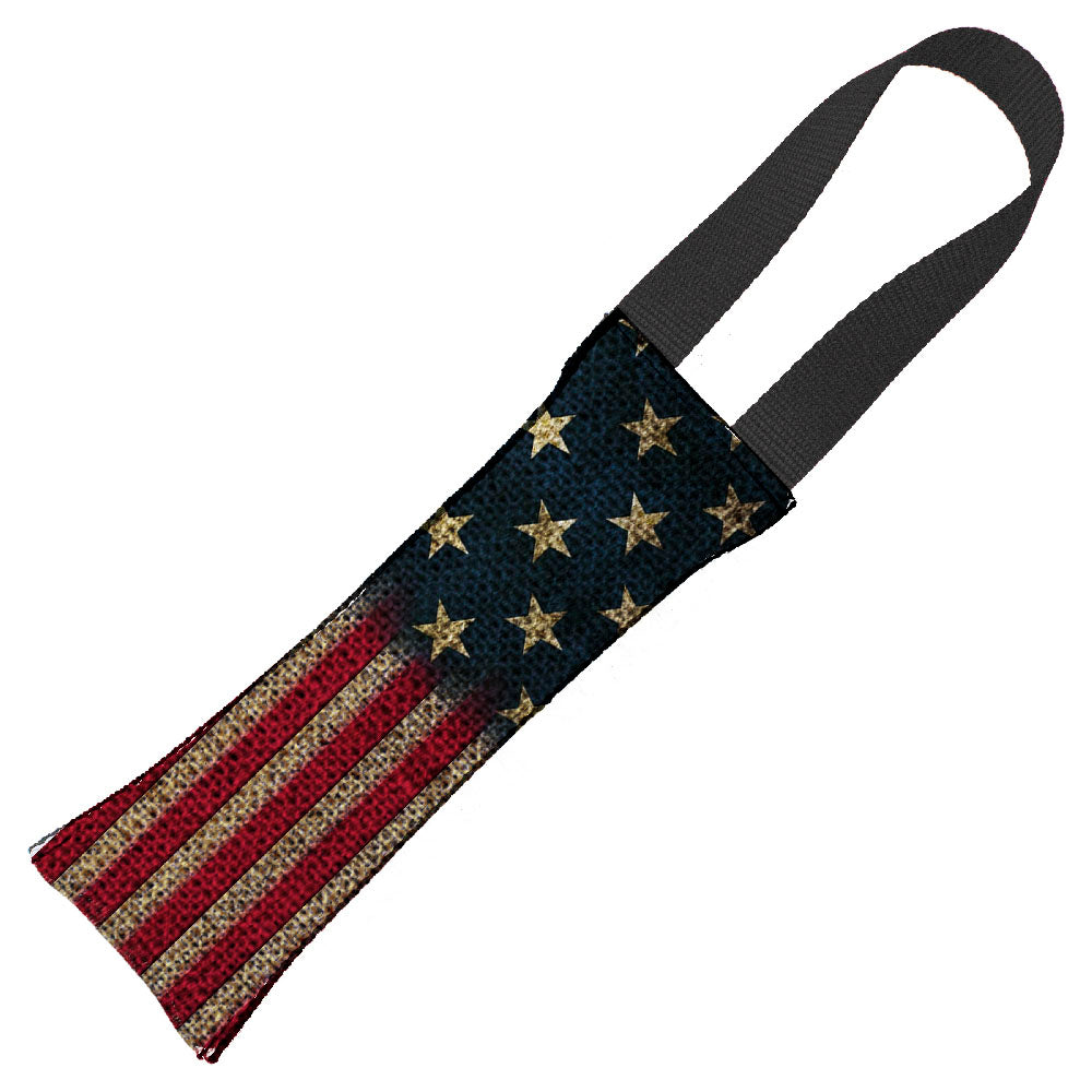 Dog Toy Squeaky Tug Toy - Vintage US Flag Stretch Dog Toy Squeaky Tug Toy Buckle-Down   