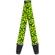 Guitar Strap - Question Mark Scattered Lime Green Black Guitar Straps DC Comics   
