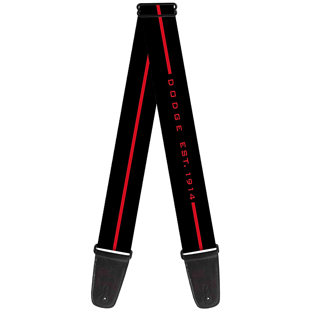 Guitar Strap - Dodge 100th Anniversary Logo Stripe Black Red Guitar Straps Dodge   
