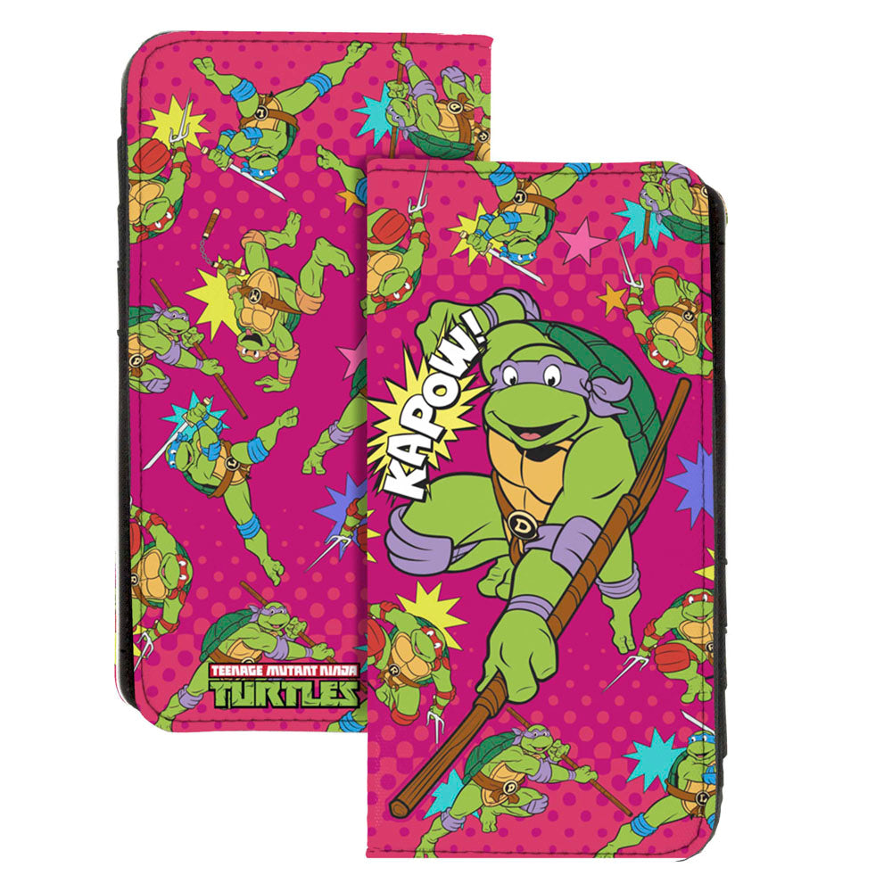 Canvas Snap Wallet - KAPOW! Donatello Action Pose Scattered Turtle Action Poses Halftone Pinks Canvas Snap Wallets Teenage Mutant Ninja Turtles
