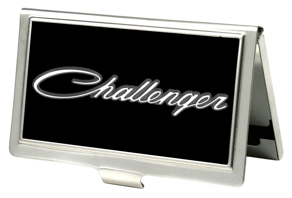 Business Card Holder - SMALL - CHALLENGER "3-D" Script FCG Black White Gray Business Card Holders Dodge   