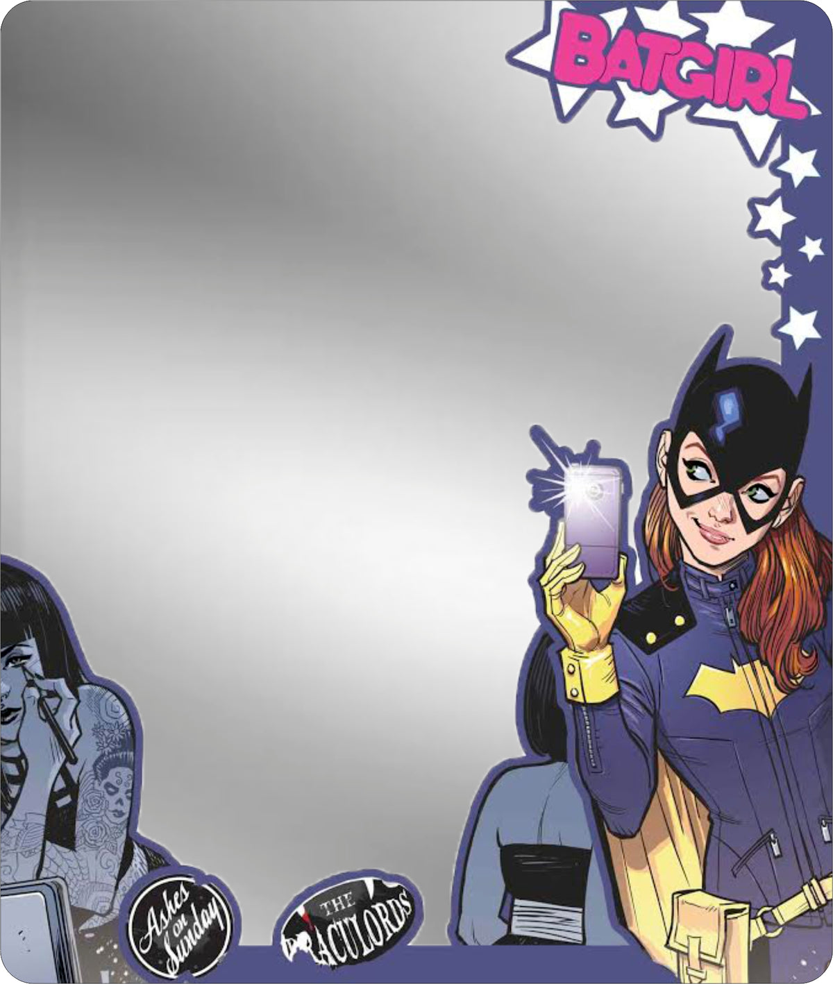 Locker Mirror - The New 52 BATGIRL Issue #35 Bathroom Selfie Scene Stars Cover Pose Purple White Pink Grays Locker Mirrors DC Comics   