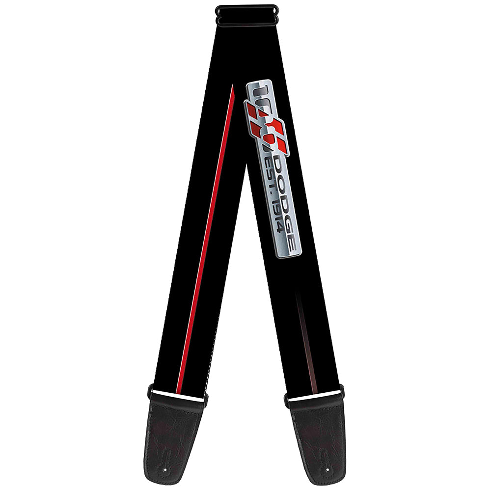 Guitar Strap - Dodge 100th Anniversary Rhombus Stripe Black-Gray Swirl Red Guitar Straps Dodge   