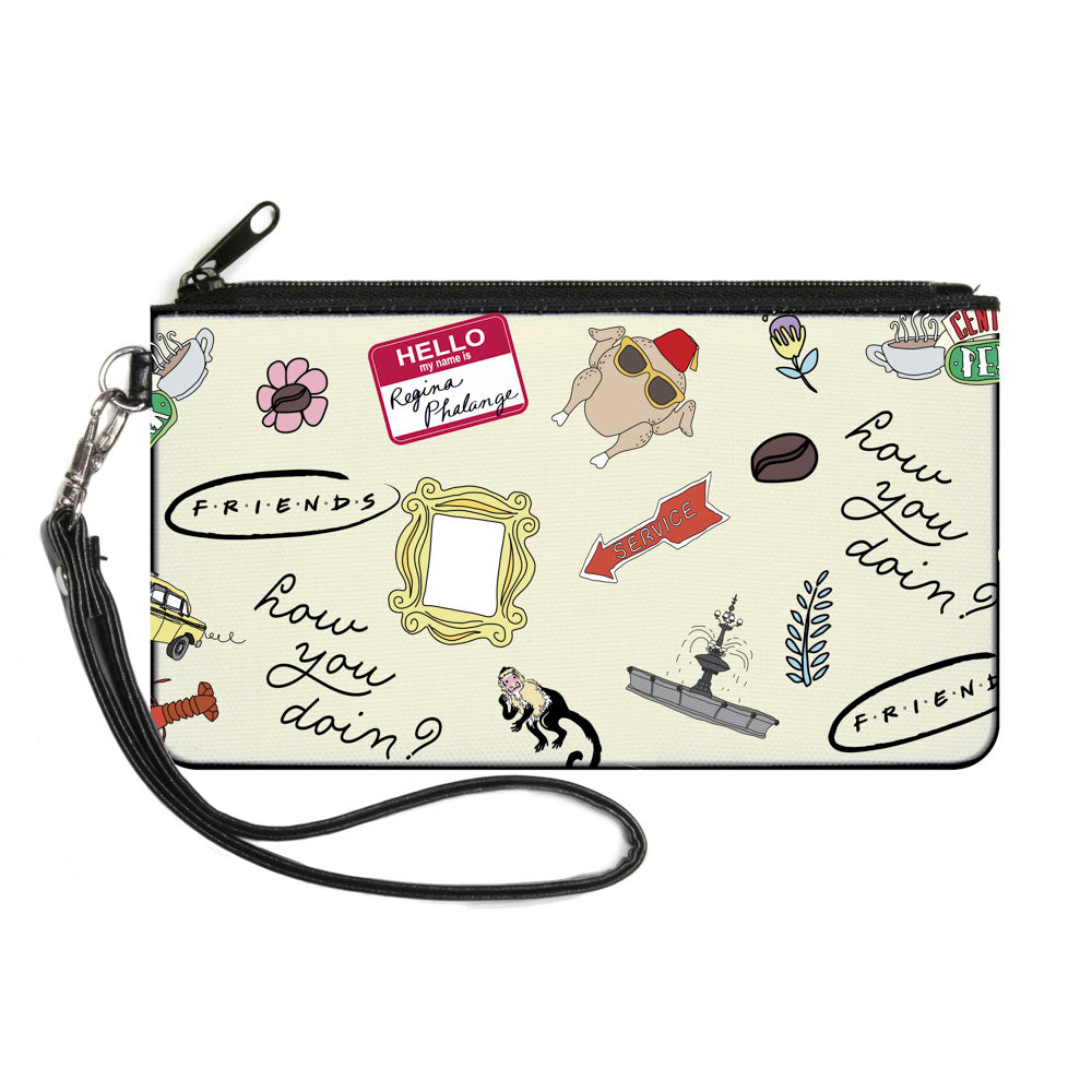 Canvas Zipper Wallet - LARGE - FRIENDS Show Icons Collage White Canvas Zipper Wallets Friends   