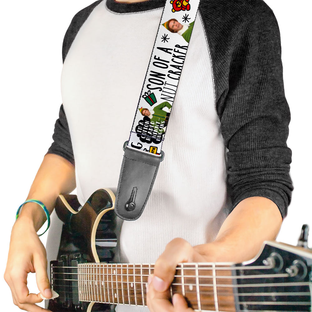 Guitar Strap - Elf Buddy the Elf Poses and Quotes Doodle White Guitar Straps Elf