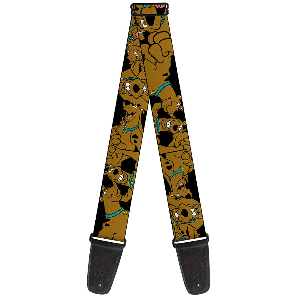 Guitar Strap - Scooby Doo Stacked CLOSE-UP Black Guitar Straps Scooby Doo   