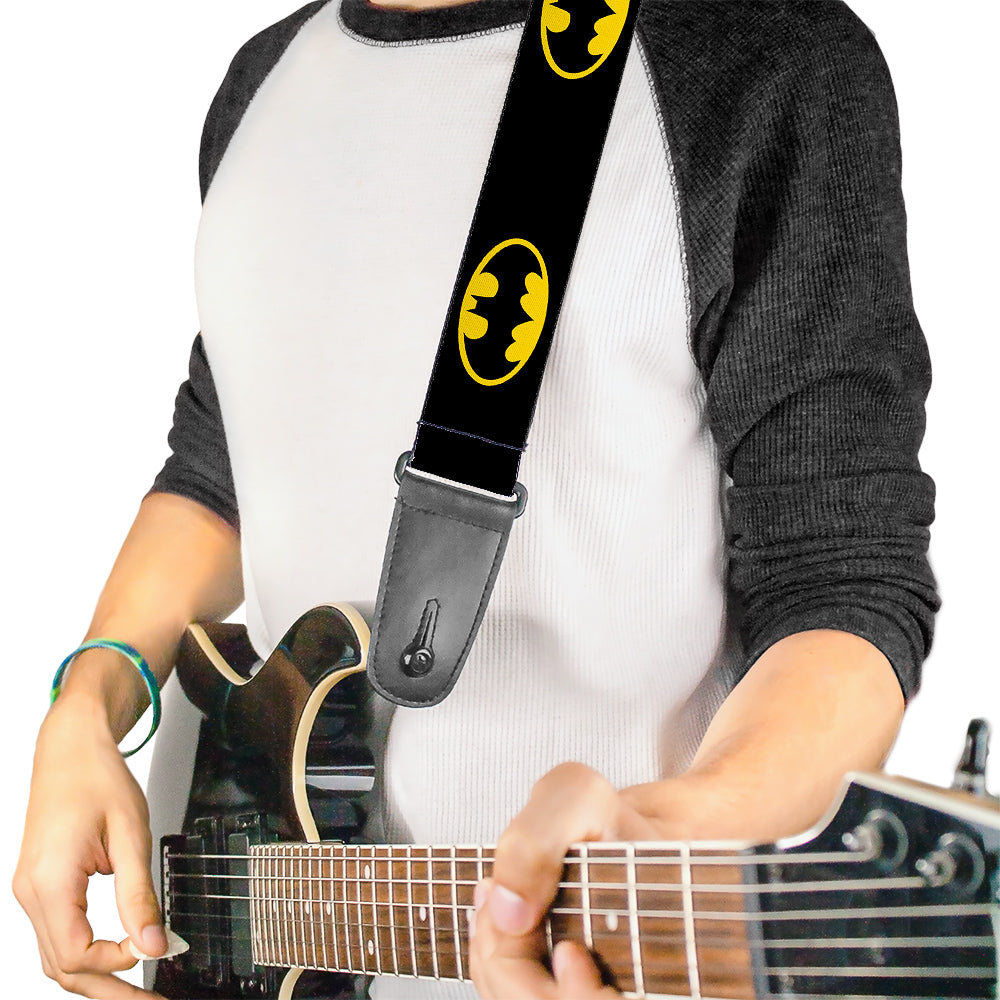 Guitar Strap - Batman Shield Black Yellow Guitar Straps DC Comics   