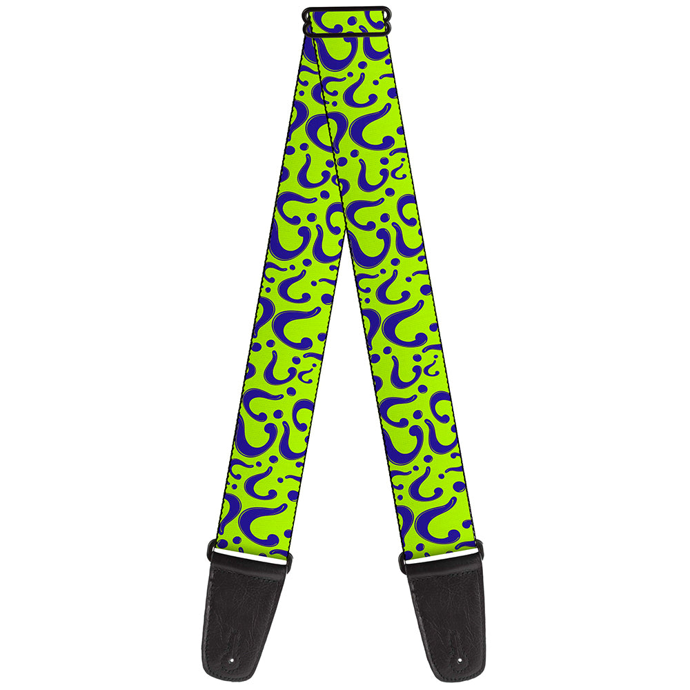 Guitar Strap - Question Mark Scattered Lime Green Purple Guitar Straps DC Comics   