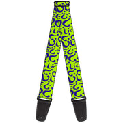 Guitar Strap - Question Mark Scattered Lime Green Purple Guitar Straps DC Comics   