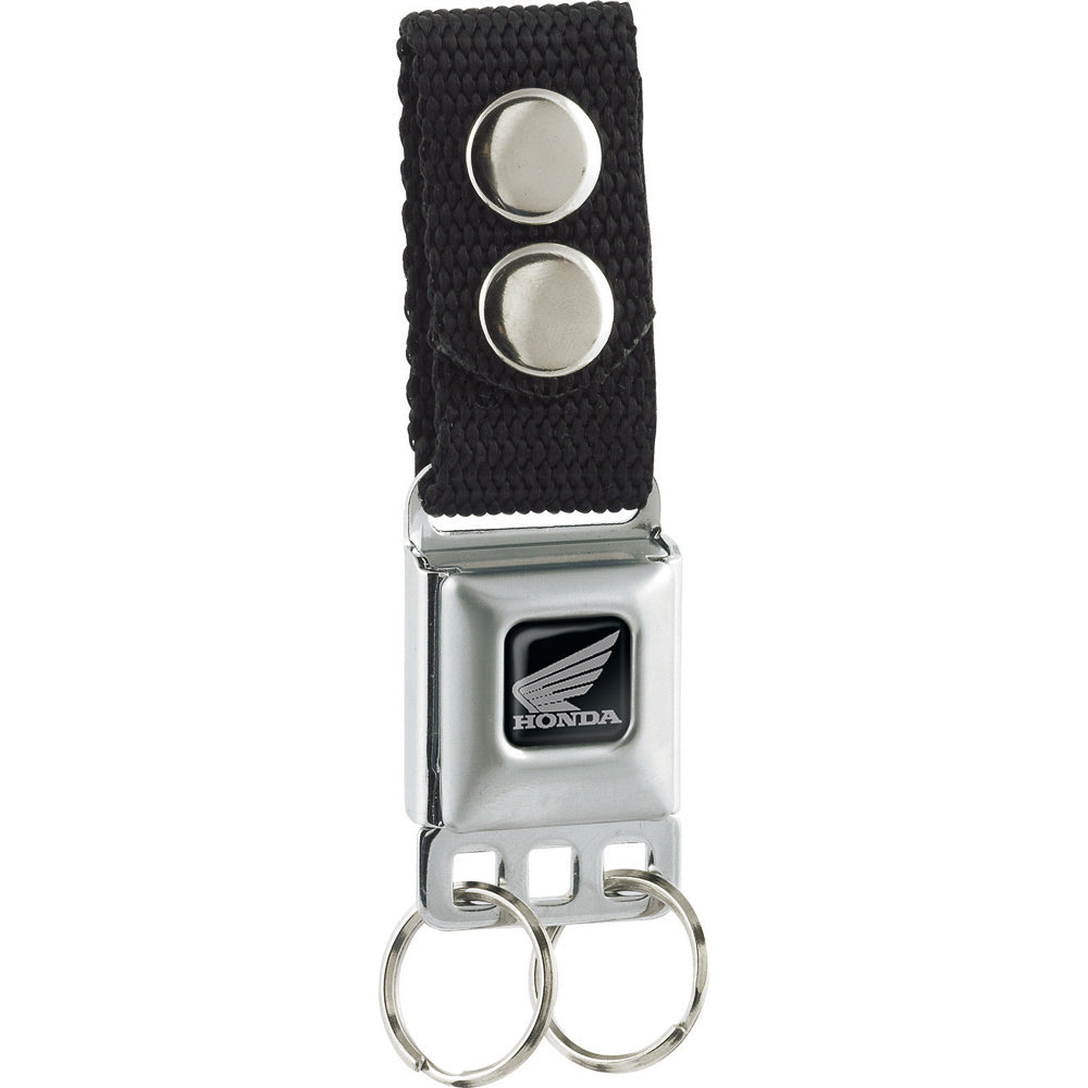 Keychain - HONDA Motorcycle Logo Black Silver - Black Keychains Honda Motorsports   