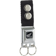 Keychain - HONDA Motorcycle Logo Black Silver - Black Keychains Honda Motorsports   