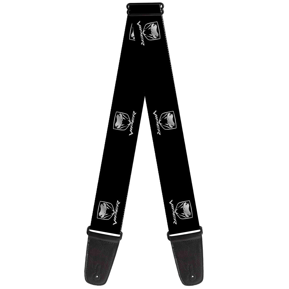 Guitar Strap - Dodge Viper Black Silver Logo REPEAT Guitar Straps Dodge   