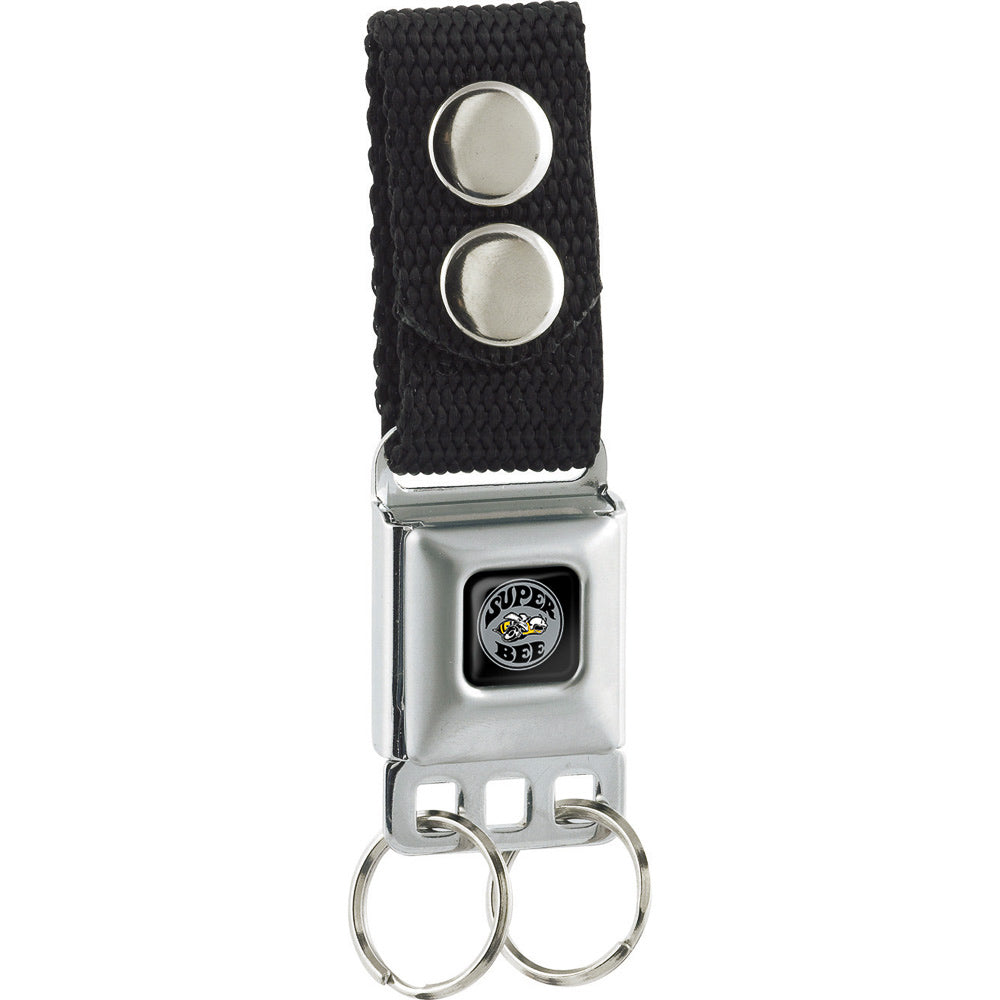 Keychain - SUPER BEE Logo Full Color Black Gray Yellow White - Black Keychains Dodge