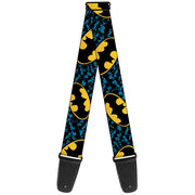 Guitar Strap - Bat Signals Stacked w C U Blue Black Yellow Guitar Straps DC Comics   