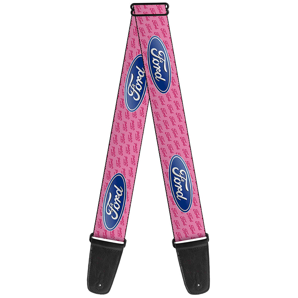 Guitar Strap - Ford Oval w Text PINK REPEAT Guitar Straps Ford   