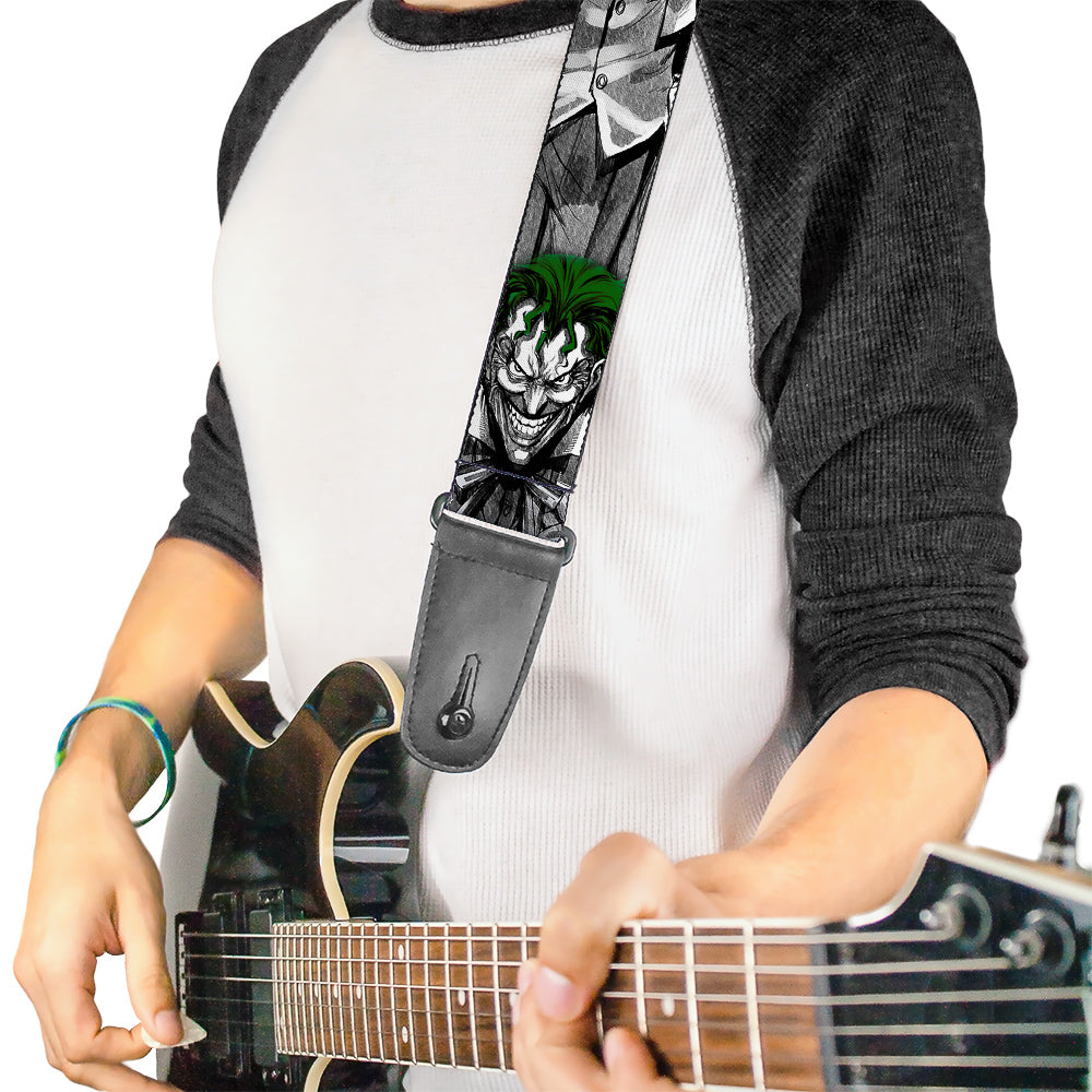 Guitar Strap - Joker Laughing Poses Black White Green Guitar Straps DC Comics   
