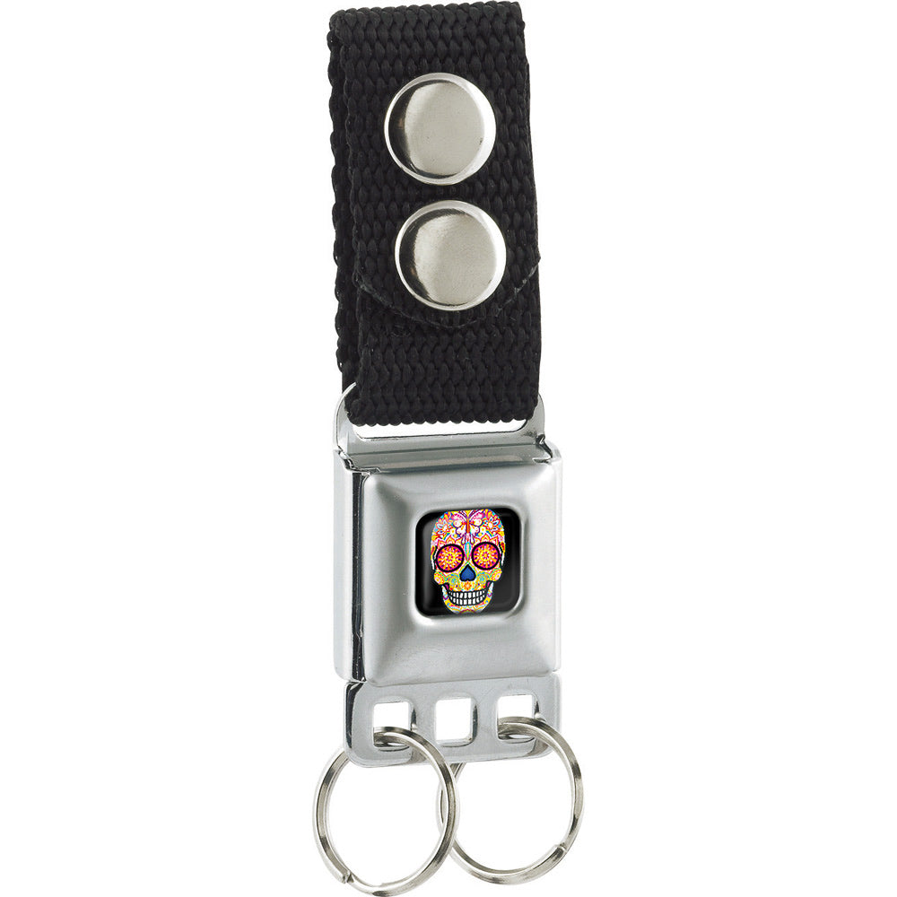 Keychain - Mariposa Calavera Full Color Black Multi Color Keychains Thaneeya McArdle   