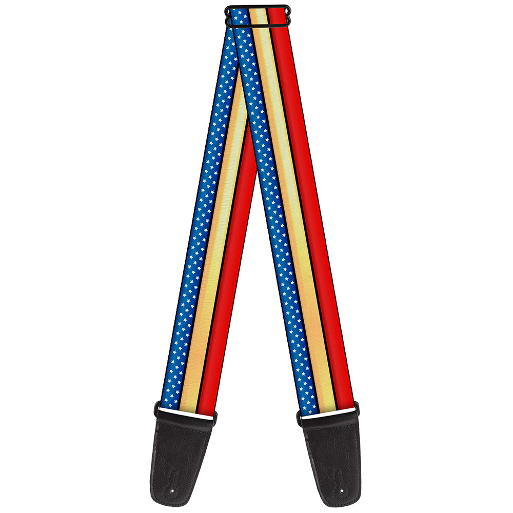 Guitar Strap - Wonder Woman Stripe Stars Red Gold Blue White Guitar Straps DC Comics   