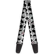 Guitar Strap - Bugs Bunny CLOSE-UP Expressions Black Guitar Straps Looney Tunes   
