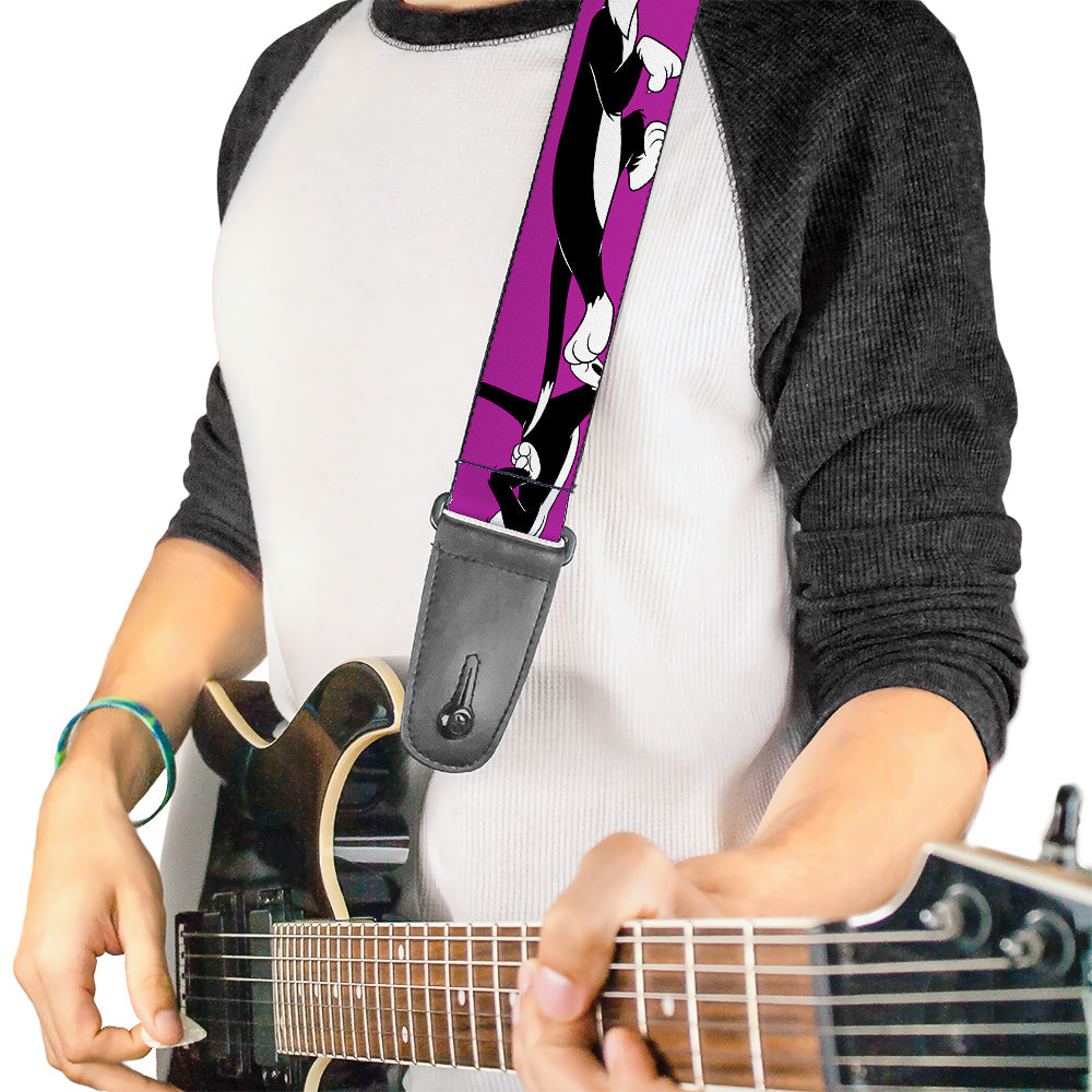 Guitar Strap - Sylvester the Cat Poses Purple Guitar Straps Looney Tunes   