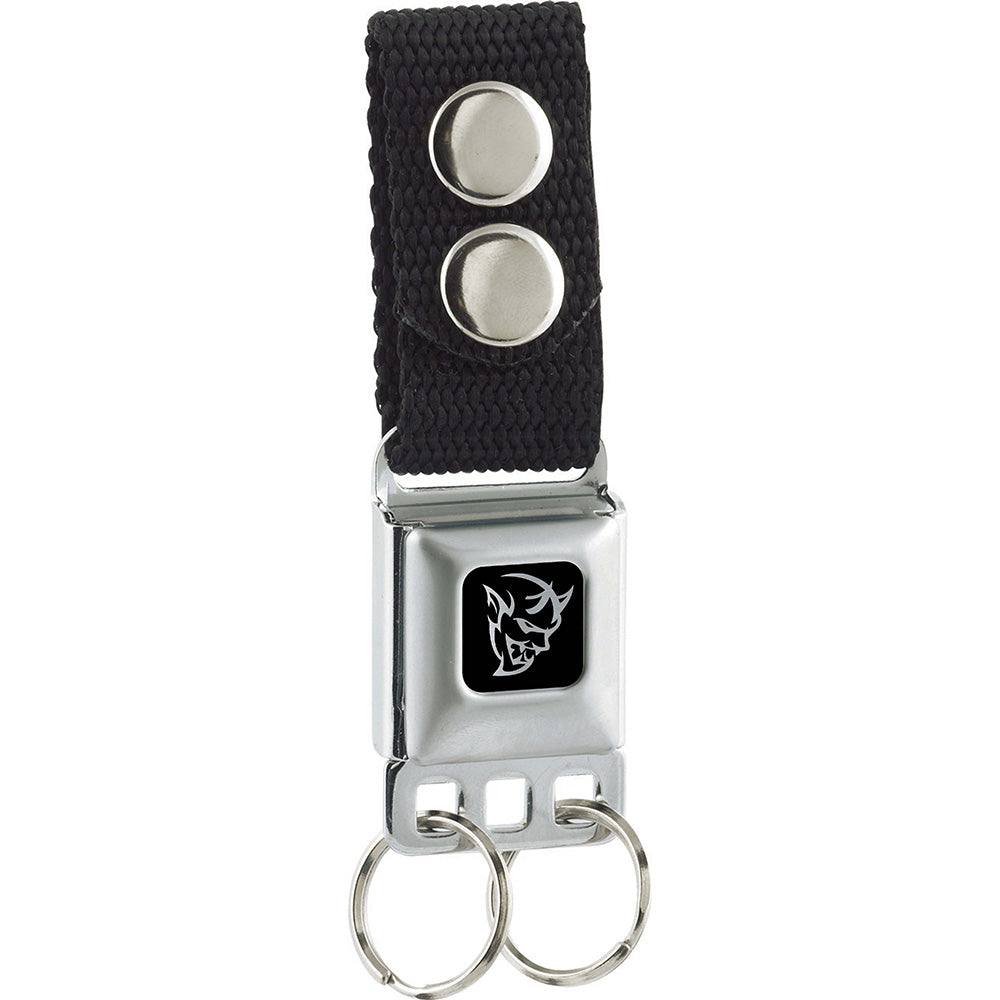 Keychain - Dodge Demon Icon Black Silver - Black Keychains Dodge   