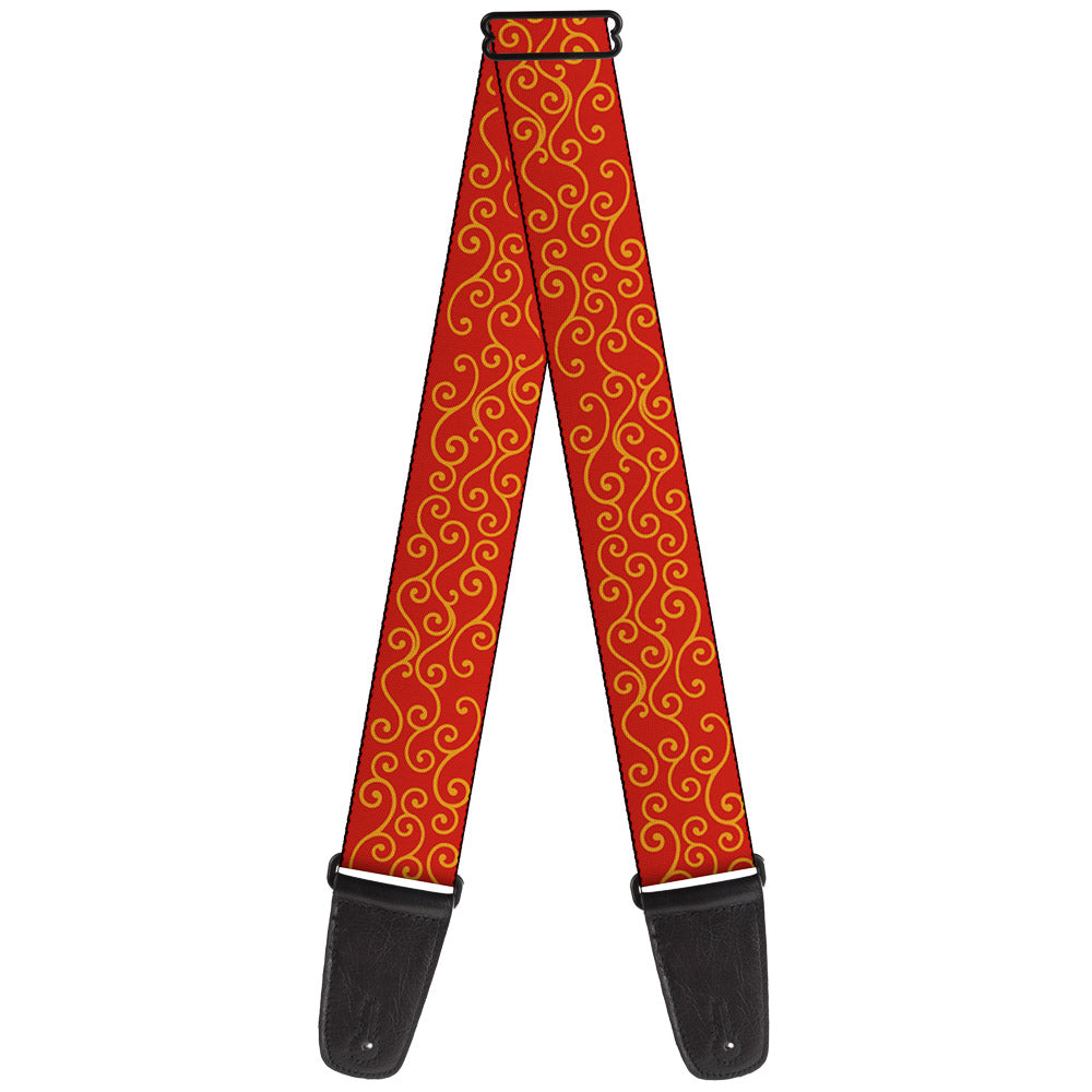 Guitar Strap - Holiday Trim Swirls Red Gold Guitar Straps Buckle-Down   