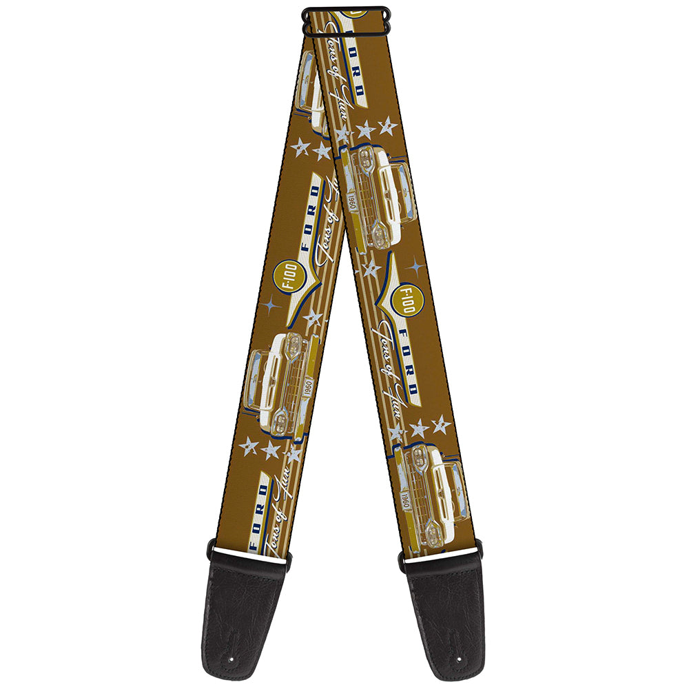 Guitar Strap - Vintage Ford FORD F-100-TONS OF FUN Tans Navy Guitar Straps Ford   
