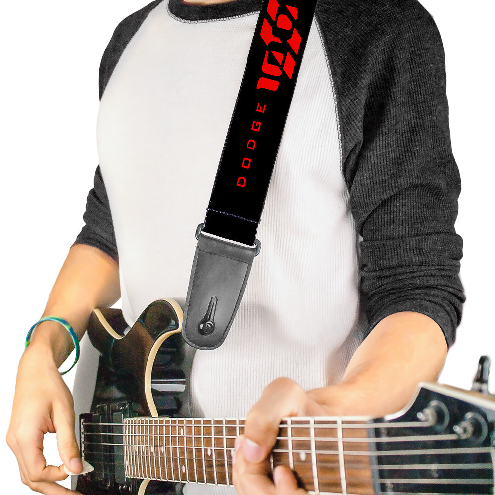 Guitar Strap - Dodge 100th Anniversary Logo Stripe Black Red Guitar Straps Dodge   